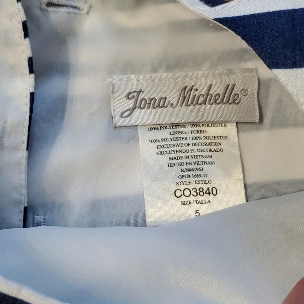 Jona Michelle Girls Nautical Striped Floral Sleeveless Dress Size 5‎